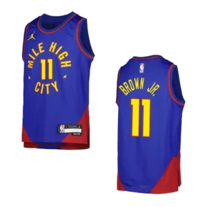 2022-23 Denver Nuggets Youth Statement Edition Bruce Brown Jr. Blue Jersey - 49Native