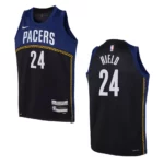 Indiana Pacers 2022-23 City Edition Youth Buddy Hield Navy Jersey - 49Native