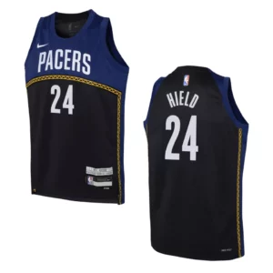 Indiana Pacers 2022-23 City Edition Youth Buddy Hield Navy Jersey - 49Native
