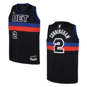 Detroit Pistons 2022-23 Statement Edition Youth Cade Cunningham Black Jersey - 49Native