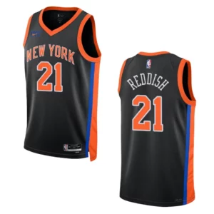 2022-23 City Edition New York Knicks Cam Reddish Black Swingman Jersey - 49Native