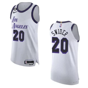 2022-23 City Edition Los Angeles Lakers Cole Swider White Authentic Jersey - 49Native