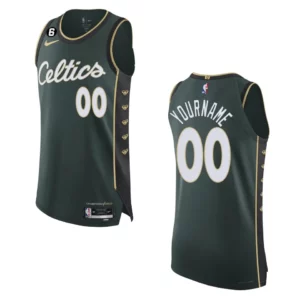 2022-23 City Edition Boston Celtics Custom Green Authentic Jersey - 49Native