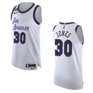 2022-23 City Edition Los Angeles Lakers Damian Jones White Authentic Jersey - 49Native