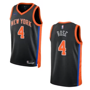 2022-23 City Edition New York Knicks Derrick Rose Black Swingman Jersey - 49Native