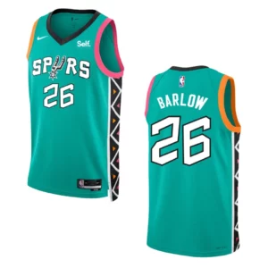 2022-23 City Edition San Antonio Spurs Dominick Barlow Turquoise Swingman Jersey - 49Native