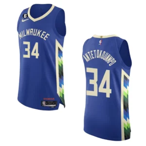 2022-23 City Edition Milwaukee Bucks Giannis Antetokounmpo Royal Jersey - 49Native