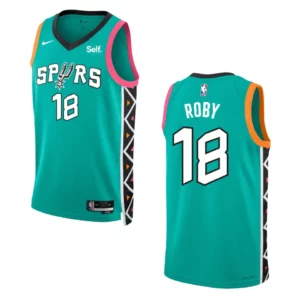 2022-23 City Edition San Antonio Spurs Isaiah Roby Turquoise Swingman Jersey - 49Native