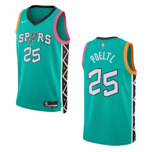 2022-23 City Edition San Antonio Spurs Jakob Poeltl Turquoise Swingman Jersey - 49Native