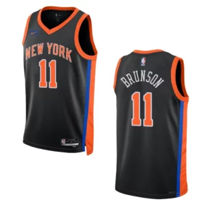 2022-23 City Edition New York Knicks Jalen Brunson Black Swingman Jersey - 49Native