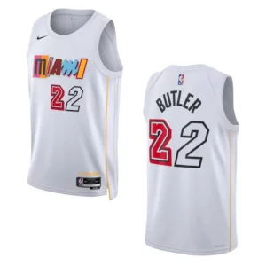 2022-23 City Edition Miami Heat Jimmy Butler White Swingman Jersey - 49Native