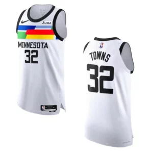 2022-23 City Edition Minnesota Timberwolves Karl-Anthony Towns White Jersey - 49Native