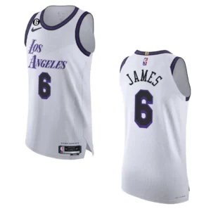 2022-23 City Edition Los Angeles Lakers LeBron James White Authentic Jersey - 49Native