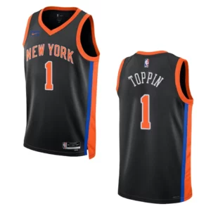 2022-23 City Edition New York Knicks Obi Toppin Black Swingman Jersey - 49Native