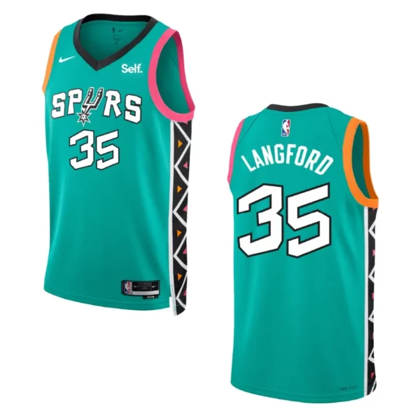 2022-23 City Edition San Antonio Spurs Romeo Langford Turquoise Swingman Jersey - 49Native