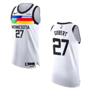 2022-23 City Edition Minnesota Timberwolves Rudy Gobert White Jersey - 49Native