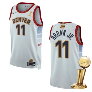 Denver Nuggets 2023 NBA Finals Champions Bruce Brown Jr. City Edition White Jersey - 49Native
