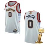 Denver Nuggets 2023 NBA Finals Champions Christian Braun City Edition White Jersey - 49Native