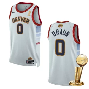 Denver Nuggets 2023 NBA Finals Champions Christian Braun City Edition White Jersey - 49Native