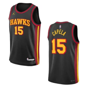 Youth Atlanta Hawks 2022-23 Statement Edition Clint Capela Black Jersey - 49Native