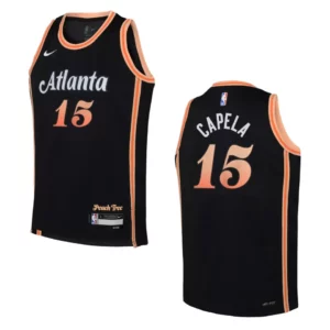 Atlanta Hawks 2022-23 City Edition Youth Clint Capela Black Jersey - 49Native