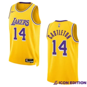 Colin Castleton Icon Edition Los Angeles Lakers 2022-23 Yellow Swingman Jersey - 49Native