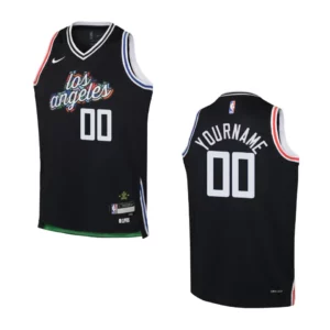 2022-23 Los Angeles Clippers Youth City Edition Custom Black Jersey - 49Native