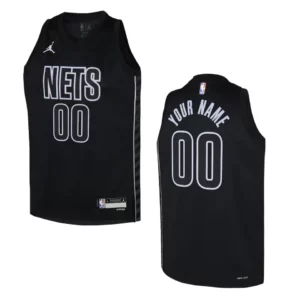 Youth Brooklyn Nets 2022-23 Statement Edition Custom Black Jersey - 49Native