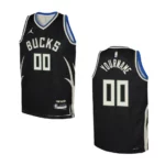 Youth Milwaukee Bucks 2022-23 Statement Edition Custom Black Jersey - 49Native
