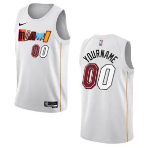 Custom City Edition Miami Heat 2022-23 White Swingman Jersey - 49Native
