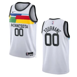 Custom City Edition Minnesota Timberwolves 2022-23 White Swingman Jersey - 49Native