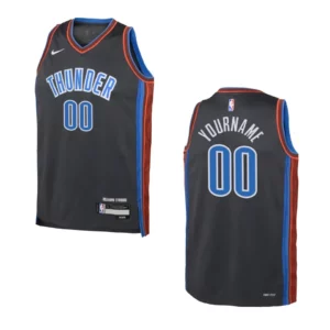 2022-23 Oklahoma City Thunder Youth City Edition Custom Grey Jersey - 49Native