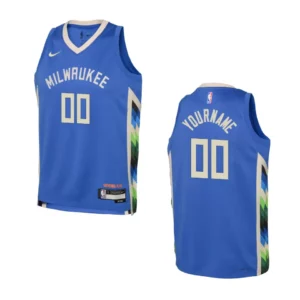 Youth Milwaukee Bucks 2022-23 City Edition Custom Royal Jersey - 49Native