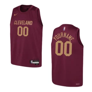 2022-23 Cleveland Cavaliers Youth Icon Edition Custom Wine Jersey - 49Native