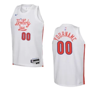 2022-23 Philadelphia 76ers Youth City Edition Custom White Jersey - 49Native