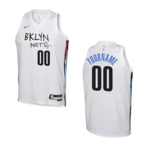 2022-23 Brooklyn Nets Youth City Edition Custom White Jersey - 49Native