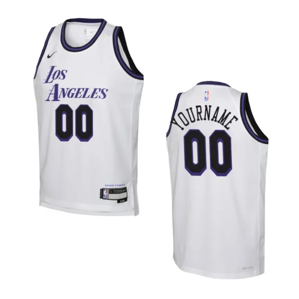 Youth Los Angeles Lakers 2022-23 City Edition Custom White Jersey - 49Native