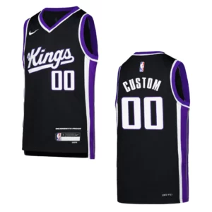 2023-24 Sacramento Kings Youth Icon Edition Custom Black Jersey - 49Native