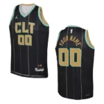 Charlotte Hornets 2022-23 City Edition Youth Custom Black Jersey - 49Native
