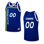 Atlanta Hawks Custom Hardwood Classics Fashion Jersey Blue - 49Native