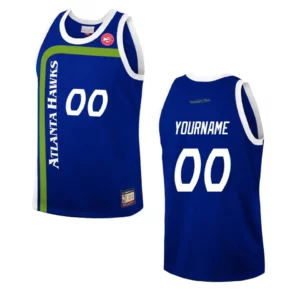 Atlanta Hawks Custom Hardwood Classics Fashion Jersey Blue - 49Native
