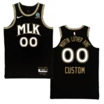 Atlanta Hawks Custom MLK Day Jersey Honor Martin Luther King Black - 49Native