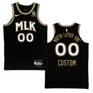 Atlanta Hawks Custom MLK Day Jersey Honor Martin Luther King Black - 49Native