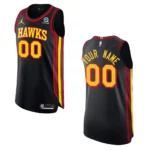 Atlanta Hawks Custom Authentic Jersey Statement Black - 49Native