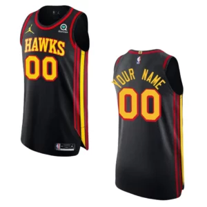 Atlanta Hawks Custom Authentic Jersey Statement Black - 49Native