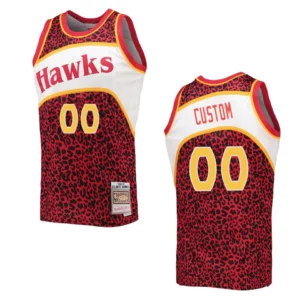 Custom Atlanta Hawks Wildlife Hardwood Classics Jersey Red - 49Native