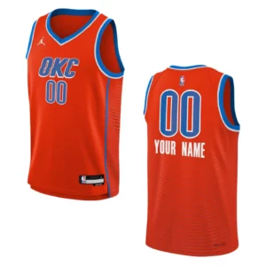Oklahoma City Thunder 2022-23 Statement Edition Youth Custom Orange Jersey - 49Native