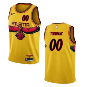 Atlanta Hawks Custom 2021 City Edition Throwback Jersey Yellow - 49Native