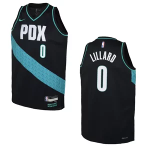 Portland Trail Blazers 2022-23 City Edition Youth Damian Lillard Black Jersey - 49Native