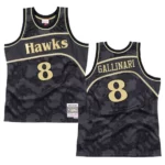 Atlanta Hawks Danilo Gallinari Black Toile Jersey Hardwood Classics Black - 49Native